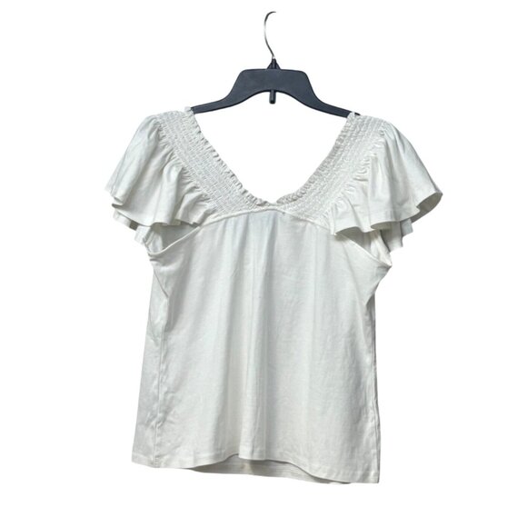 Catherine Malandrino Flutter-Sleeves Top, White, L - Picture 5 of 12